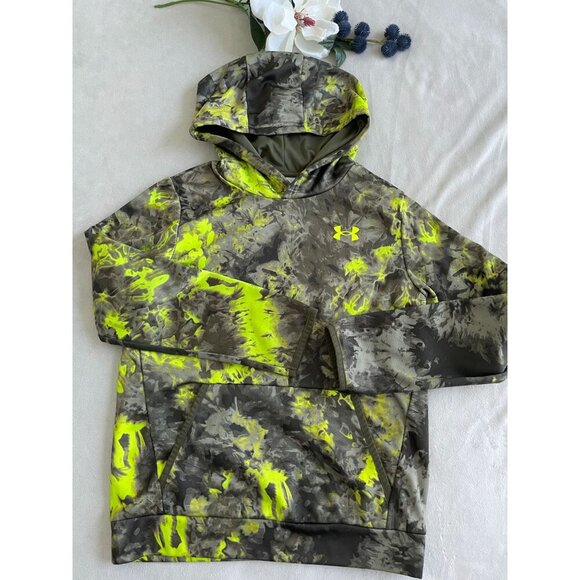 Under Armour Other - Under Armour Youth Loose Fit Camouflage Hoodie YMD Neon Yellow & Gray Pullover